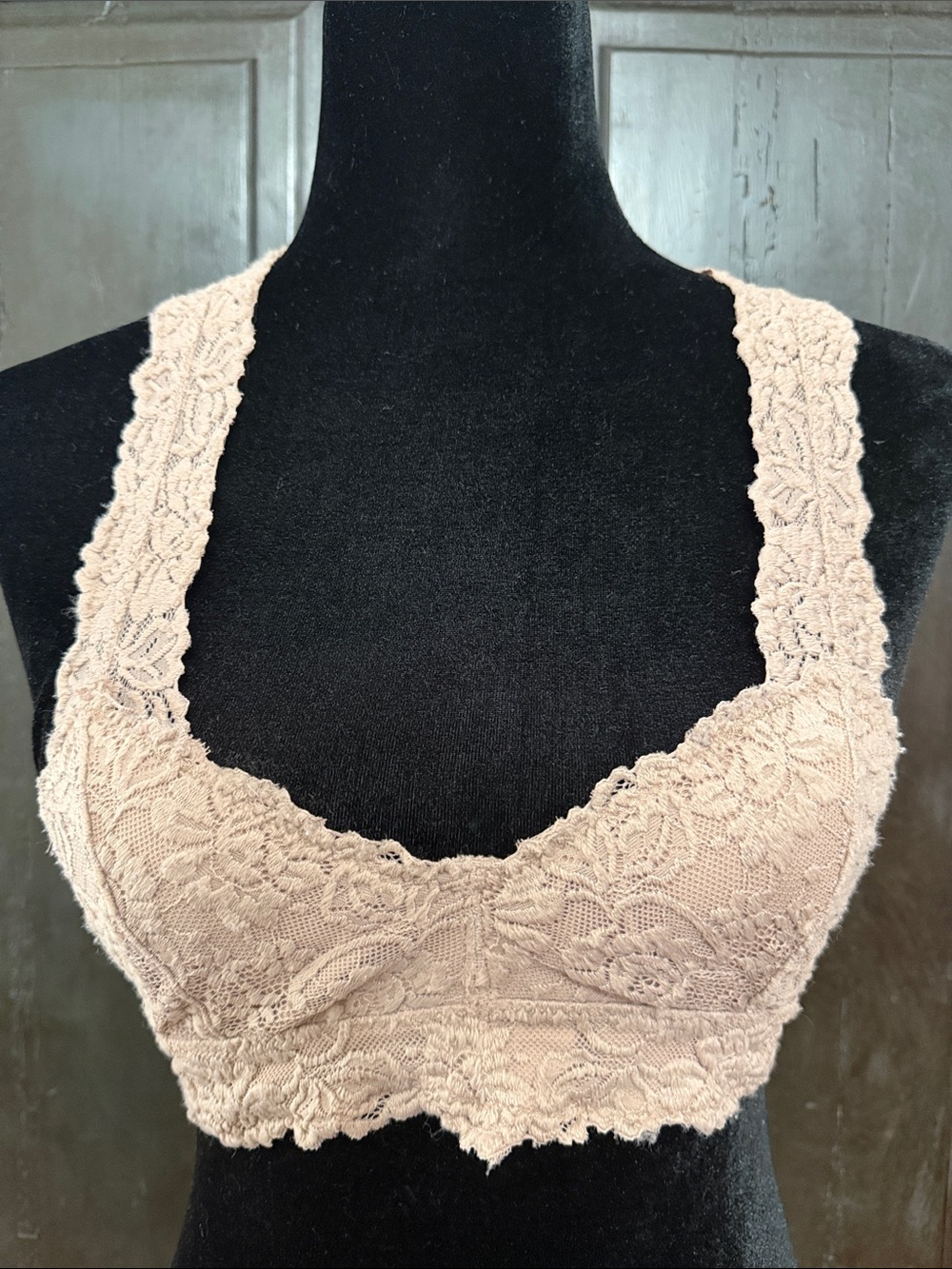 Anemone Tan lace bralette - Size Small